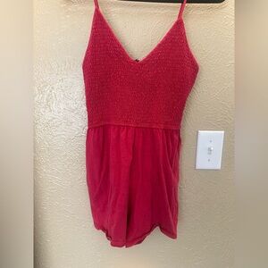 Red Smocked Romper